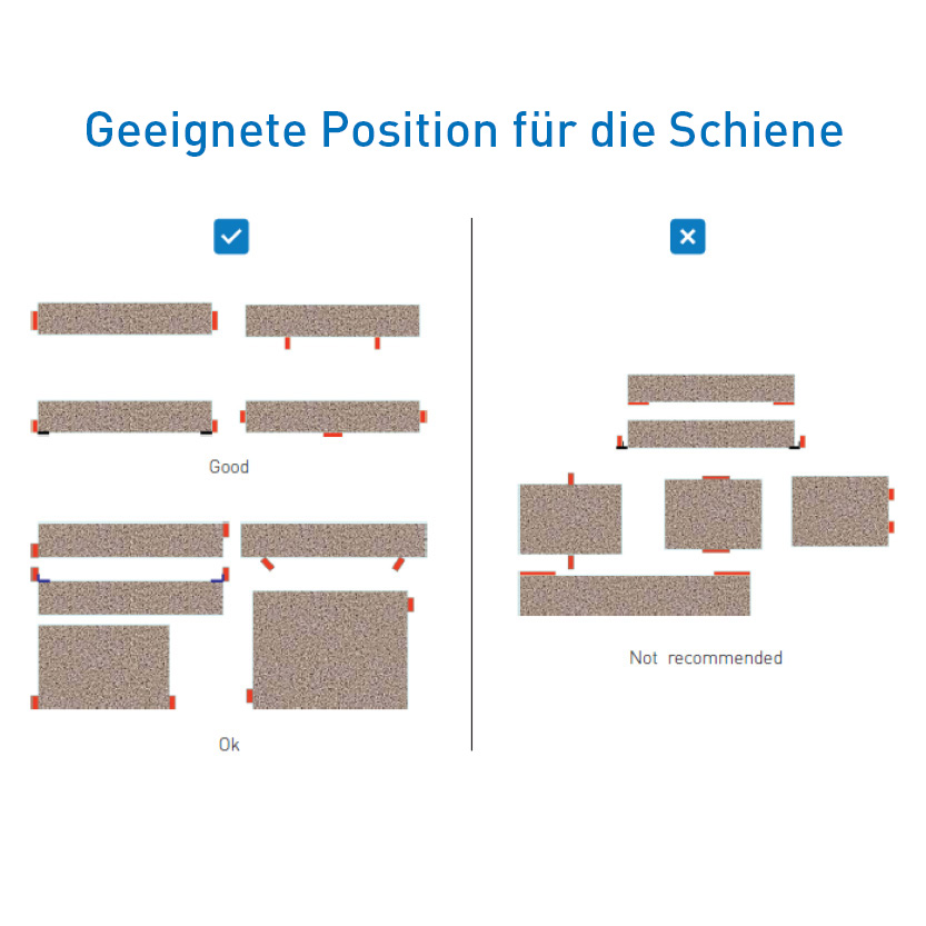suitable positions for the slides